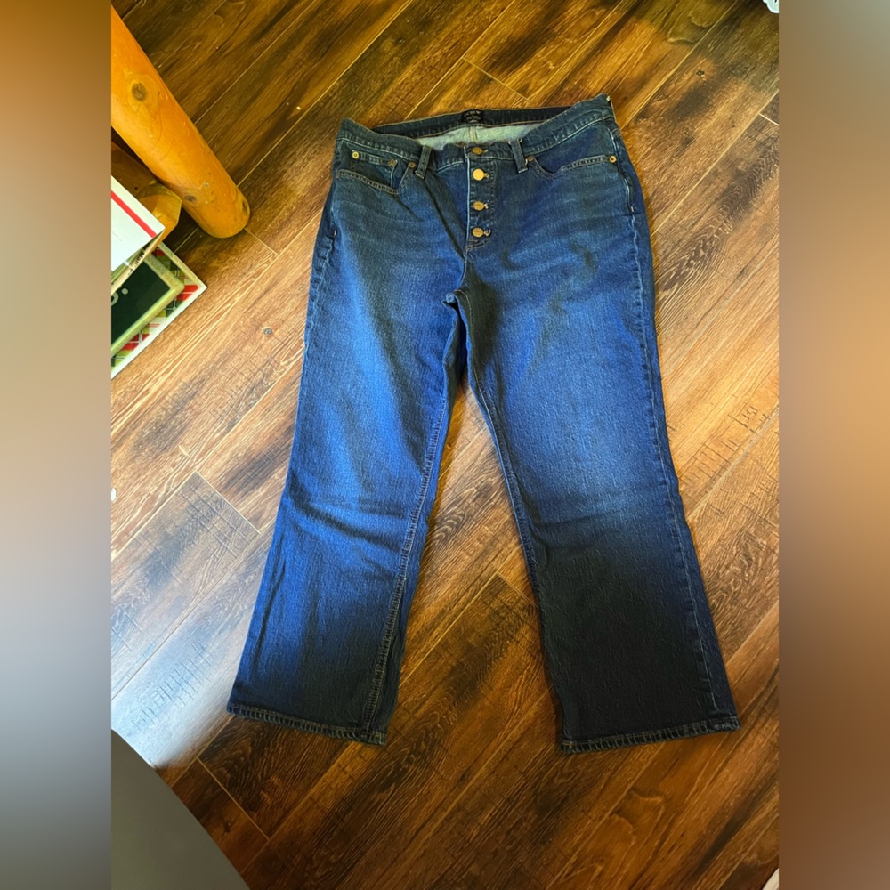 J crew factory mid rise flare crop jeans